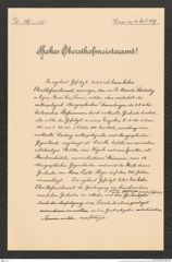 k.k. naturhistorisches Hofmuseum, Intendanzakten 1885-1896 (Hauer), Aktenzahl Z.267.a/1889, Seite 1